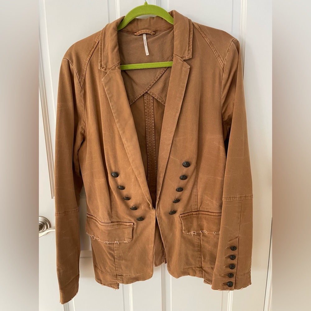 Free People - Structured Washed Distressed jacket blazer size L $42